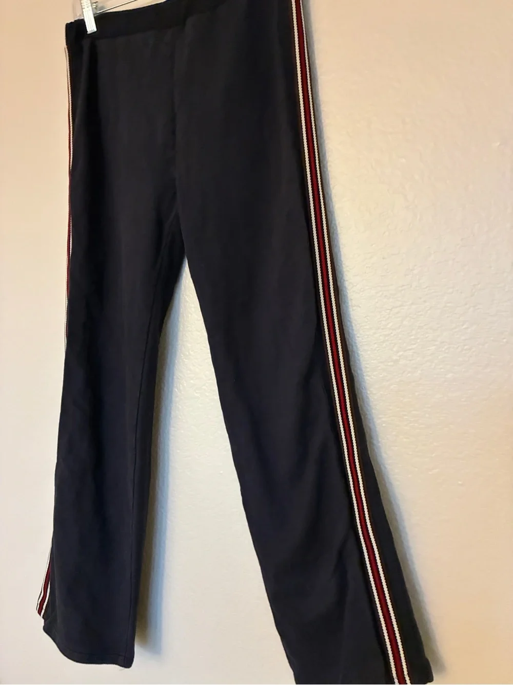 Y2K FD Black Flare Track Pants Red White Side Stripe Bootcut Athletic Pants L